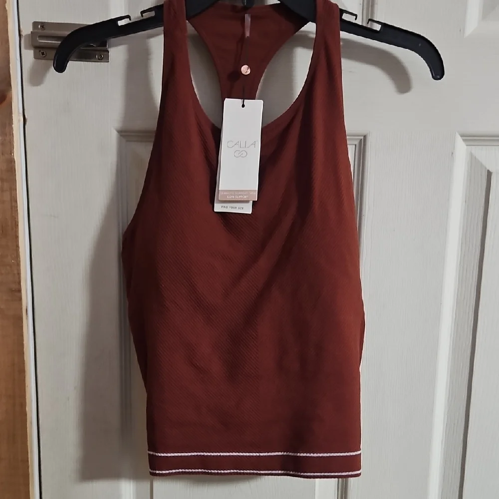 CALIA Women's High Neck Seamless Brami: RED BROWN: NEW WITH TAGS: SIZE XXL